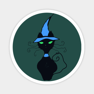 Witch Hat Black Cat Halloween Magnet